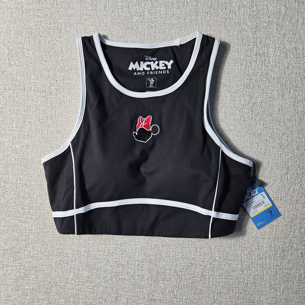 Disney Minnie Mouse Sports Bra Womens Small NWT Removable Pads Black